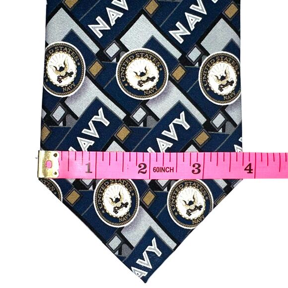 NWT United States Navy Block Pattern Silk Tie - Picture 5 of 6